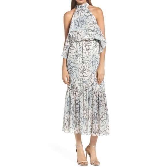 Foxiedox Amina Pompom Halter Tea Length Dress Size L - Picture 1 of 14